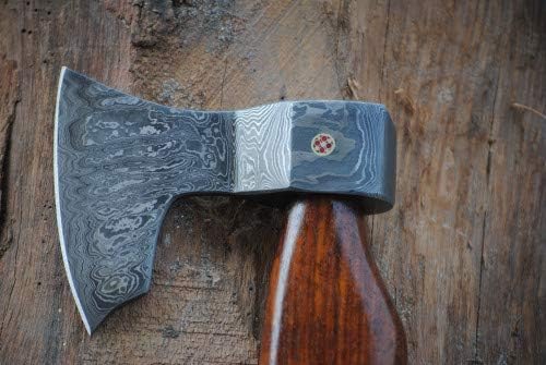 Axe Damascus Steel 13 Rose Wood Handle Axe/Hand Forged Woodsman Axe