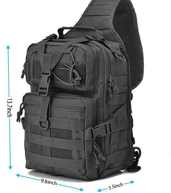 Tactical Sling Backpack Pack Military Shoulder Water-Resistant Bags 15L Oxford Army Breathable Daypack Bag for Hiking Sports (Green 15L)
