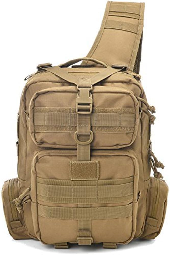 REEBOW GEAR Tactical Sling Bag Military Style Single Shoulder Sling Pack (Style 03-Tan)