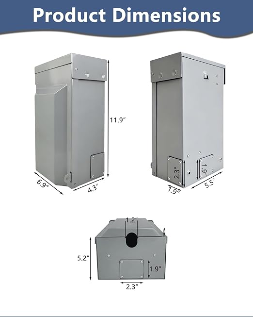 50 Amp Generator Power Inlet Box NEMA SS2-50P 3-Prong 125/250V 12500W Weatherproof Outdoor Generator Outlet Receptacle for Generator Cord