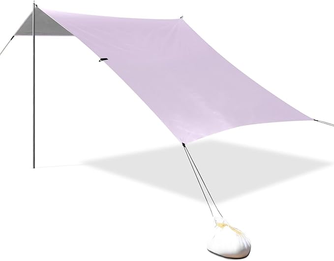 Solid Color Pure Plain Orchid Foldable Beach Cabana UPF50+ Protection Lightweight Sun Shelter with Carrying Bag for Camping Picnics Backyard