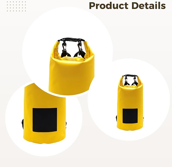 Yellow Dry Bag 20 L Waterproof Roll-Top Floating Dry Sack With Straps Pvc Backpack For Kayaking Boating Swimming Fishing And Beach