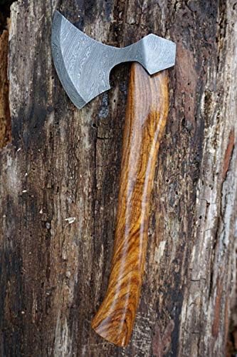 Axe Damascus Steel 14 Natural Wood Handle Axe/Hand Forged Woodsman Axe