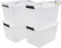 20 L Plastic Storage Bins with Latching Lids Stackable Storage Containers for Garage Closet Kitchen 4 Packs