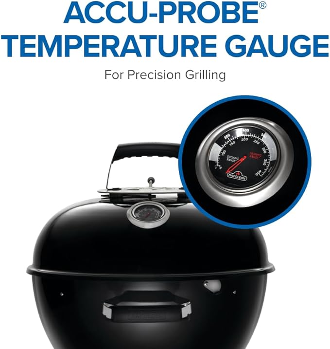 Napoleon NK18 Premium Charcoal Kettle Grill Black Porcelain-Enameled Lid and Bowl Chrome-Plated Cooking Grid