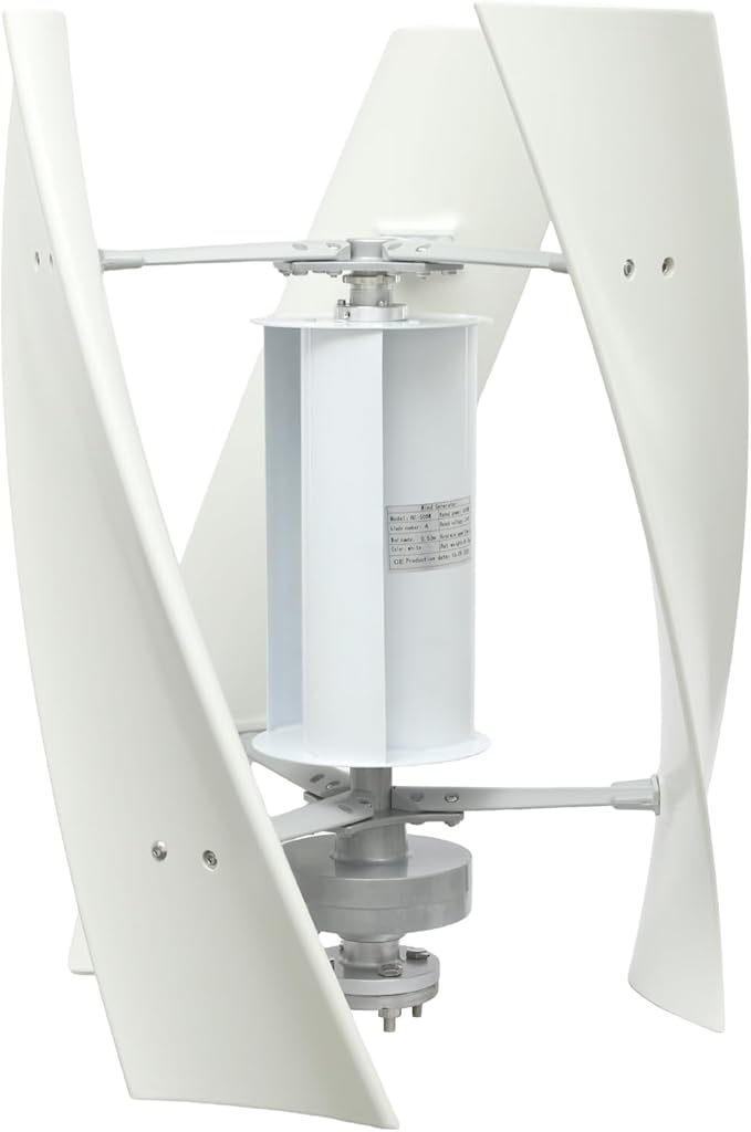 100W Vertical Axis Wind Turbine Generator Permanent Magnet Generator with Intelligent Controller Low Noise Helical Design Windmill for Home Boats Street Lighting (24V100wStyle 1 White)