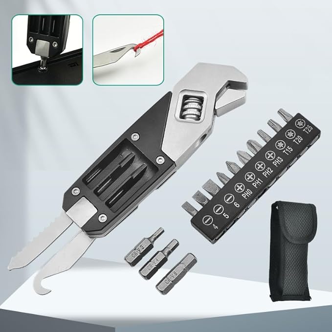 Outdoor Camping Gadget Adjustable Foldable Wrench EDC Multi Tool Wrench With