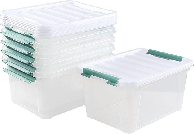 Quickquick 20 Quart Plastic Clear Latching Box 6-Pack Clear Storage Box