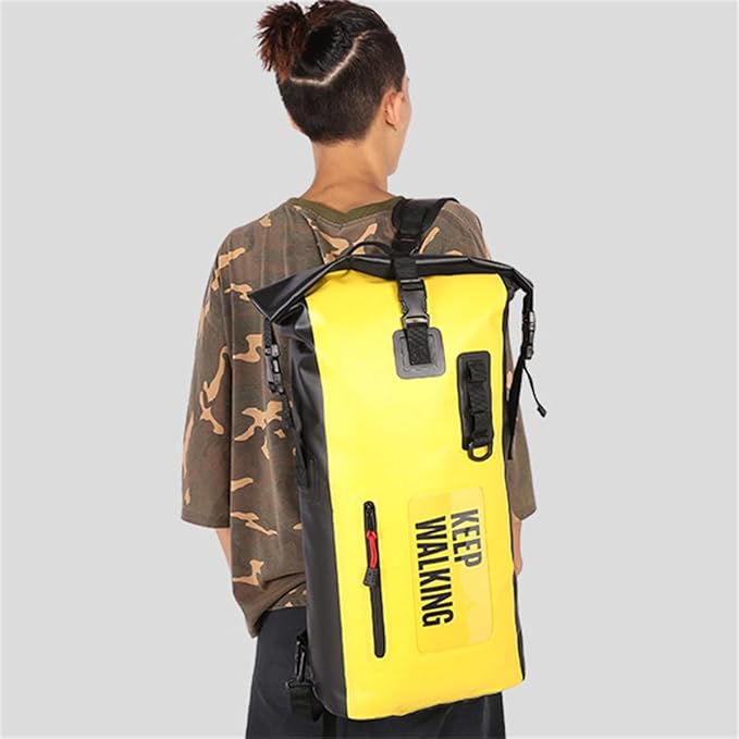 Generic Outdoor PVC Waterproof Dry Backpack Water Floating Bag Roll Top Sack Dry Bags for Kayaking Waterproof Flotation 30L (Yellow30L)