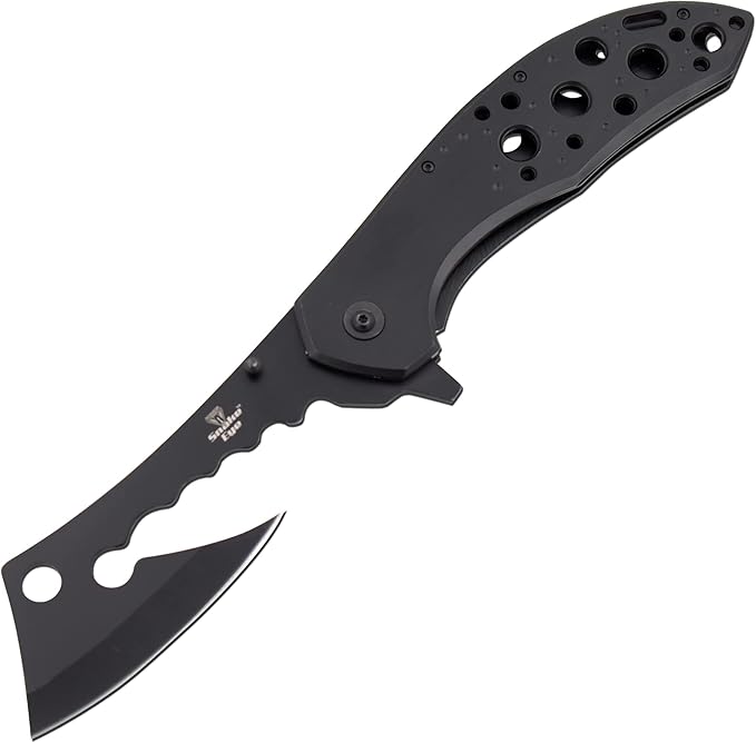 Snake Eye Tactical 12 Jumbo Huge Heavy Duty Ultra Smooth One Hand Opening Folding Pocket Knife Limited Edition Collectors Knife - Ideal for Recreational Work Hiking Camping (Black)