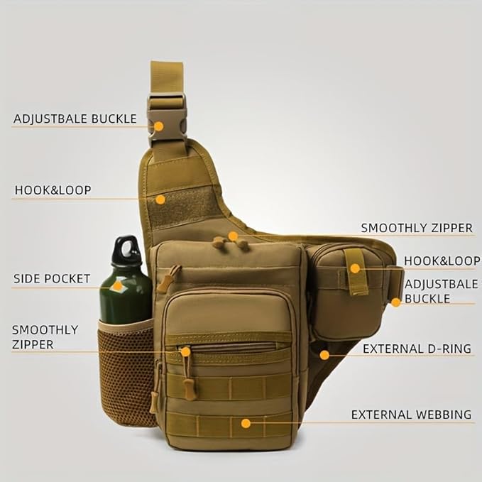 Jungle Leopard Fishing Shoulder Bag Cycling Crossbody Tactical Chest Pack Single Backpack Travel Climbing Camping(MCBK)