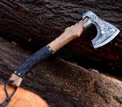 Handmade High Carbon Steel Viking Valhalla Axe with Sheath - Outdoor Camping - Hunting Axe by Empire Industry