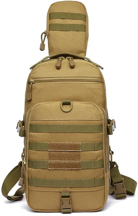 Outdoor Sports Hiking Sling Bag Shoulder Pack Camouflage Tactical Molle Chest Bag - Tan