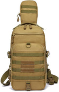 Outdoor Sports Hiking Sling Bag Shoulder Pack Camouflage Tactical Molle Chest Bag - Tan