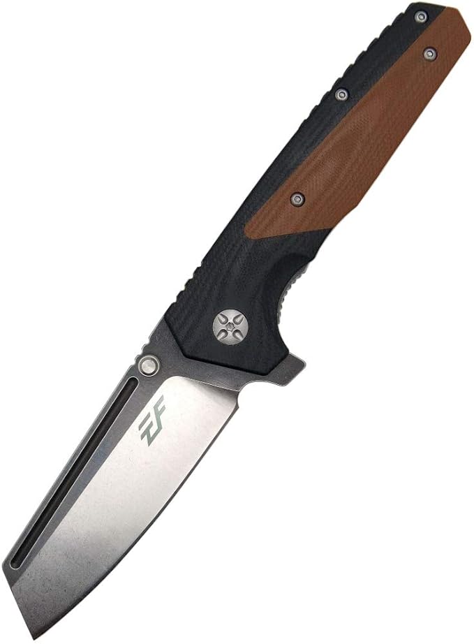 Eafengrow EF68 Folding Knife D2 Blade and G10 Handle with Clip Ball Bearing Everyday Carry Tool for Outdoor Rescue Survival (EF68-brown)