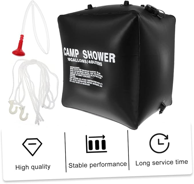 1 Set Solar Heating Shower Bag Outdoor Camping Water Bag for Warm Showers Anywhere Nozzle and Hose for Hiking and Beach Activities