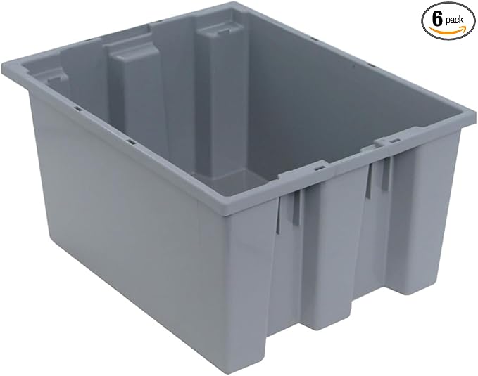 Quantum Storage snt190 Nest Totes Heavy Duty Part Organizer Bins - 19-1/2 x 15-1/2 x 10 - 6 Pack
