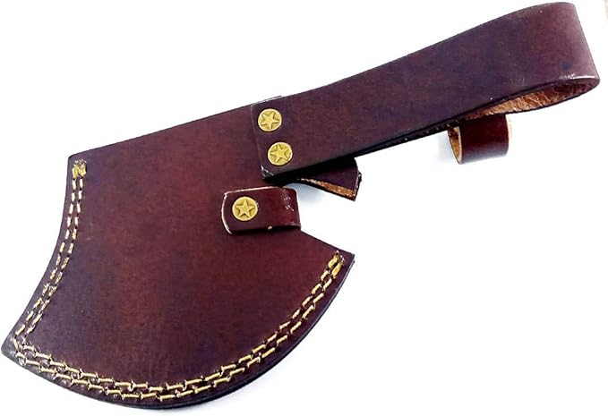 Dessi Handmade Damascus Steel Axe Hatchet Blue Micarta Handle Brass Eagle Engraving Leather Sheath Camping Bushcraft EDC Tomahawk Gift Men SM46