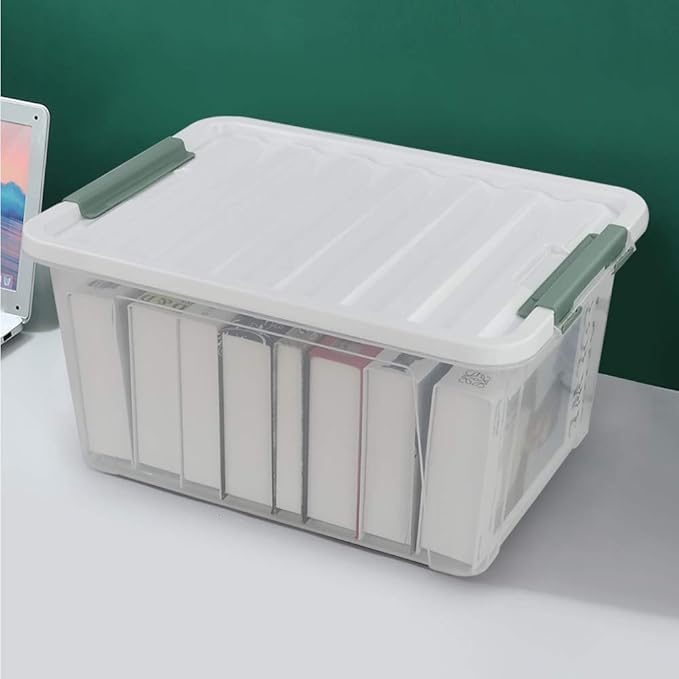Gloreen 35 Quart Clear Storage Bins with Lid and Handle Multipurpose Stackable Plastic Storage Latches Box/Containersset of 4