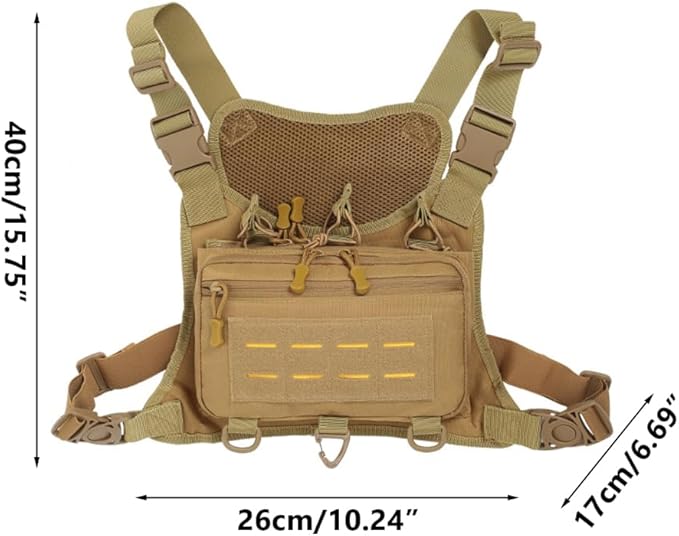 MiOYOOW Chest Bag Multi-compartment Waterproof Breathable Tactical Chest Rig Pack with Adjustable Shoulder Strap for Cycling Biking Work
