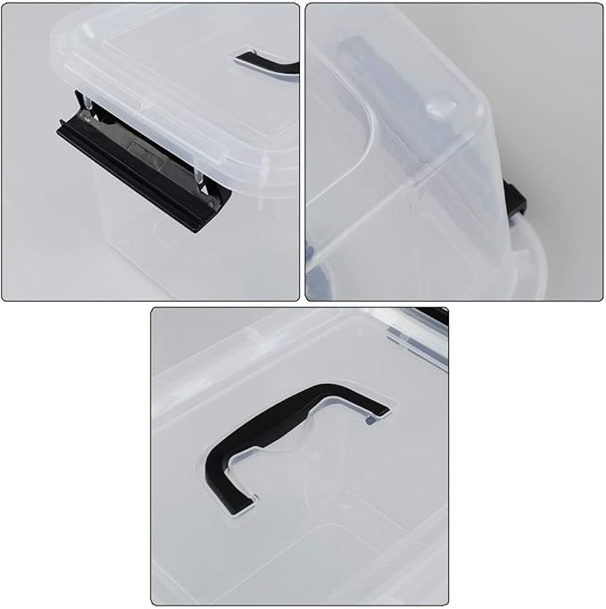 Farmoon 6 Quart Clear Lidded Storage Bin Small Plastic Container Box with Handle 6 Packs R