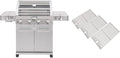 Monument Grills Larger 4-Burner Propane Gas Grills Stainless Steel Cabinet Style with Infrared Side Sear &amp Side Burners with Stainless Steel Cooking Grids(2 Items)
