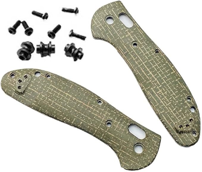 1 Pair Micarta Scales Fits for Griptilian 551 Custom Handle Patch with 3 Sets Screws DIY Making Accessory(Green)