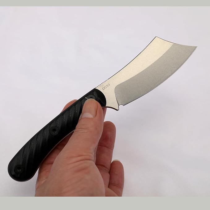 3.3 Inch DC53 Fixed Blade Outdoor Camping Straight Knife with Kydex Sheath Gift for Men (Black handle white blade)