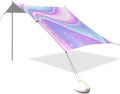 Beach Canopy with Windproof Ropes &amp Sandbags Beach Tent Sun Shade Sun Shelter for Camping Trips Fishing Backyard Fun or Picnics Purple Texture