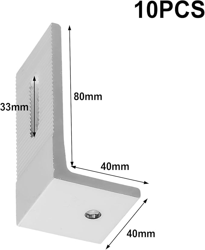 1/4/10Pcs Aluminum Alloy Solar Panel Mounting L Brackets 90 Degree Angle PV Connection Angle For RV Boat Off Grid Roof Photovoltaic Solar Panel Mount L Bracket(10pcs)