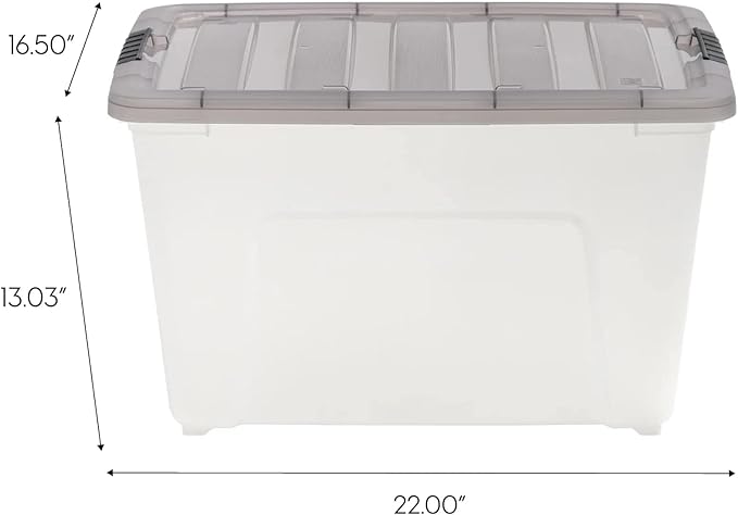 Clear Plastic Storage Bins with Lids Stackable Organizer Boxes for Closet Bedroom and Office (49.1 qt)