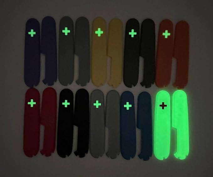 Replacement Covers For Victorinox Scales Plus 91mm Plastic Handles With Toothpick Tweezers And Ballpoint Pen Glowing Cross (Violet)