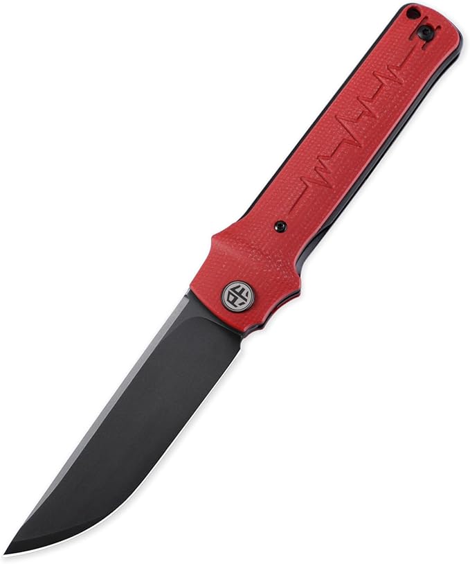 Petrified fish PFB04 Tena Folding Knife 3.82 D2 Black Stonewashed Blade Micarta Handle Pocket Folding knife for EDC Camping Outdoor (Red Micarta Stonewashed)