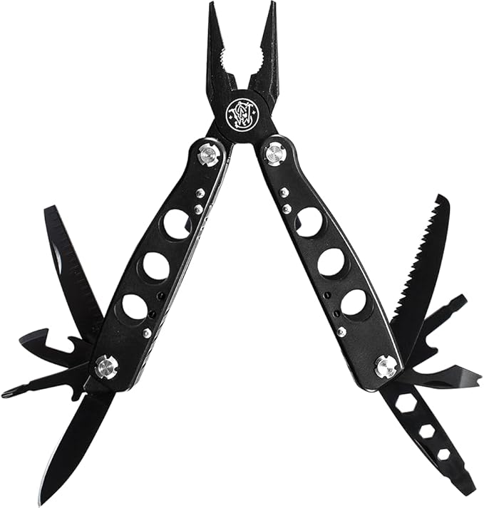 Smith &amp Wesson 6.5in Stainless Steel 14 Function Multi-Tool with Bottle Opener Pliers Screwdrivers and Sheath for Outdoor Survival and EDC