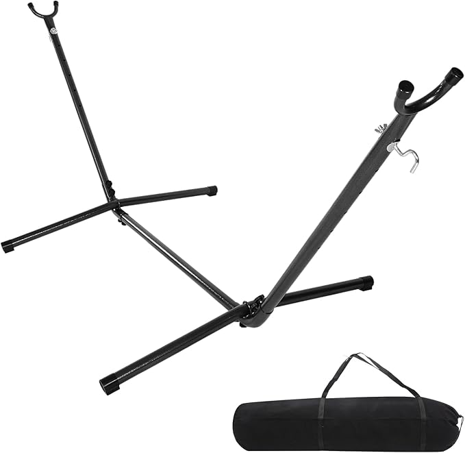 ONCLOUD 9 FT Hammock Stand Only Heavy Duty Adjustable Indoor Outdoor Space Saving Steel Stand with Carrying Case Universal Hammock Stand with 450 Pounds Capacity for Garden (Black)
