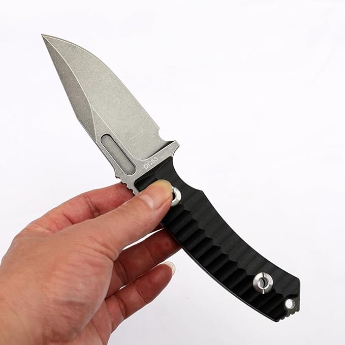 BD02 Fixed Edge Knife 22.9CM Stainless Steel Blade G10 Handle Full Edge EDC Tool Straight Knife for Work Camping Survival (Stone Wash Black Stone Wash White) (Black handle and black blade)