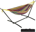 Double Hammock with Stand 2 Person Heavy Duty Outdoor Hammock – 450IB Capacity Portable Hammock with 9FT Steel Stand &amp Carrying Case Adjustable Hammock Bed for BackyardCampingBeachYellow