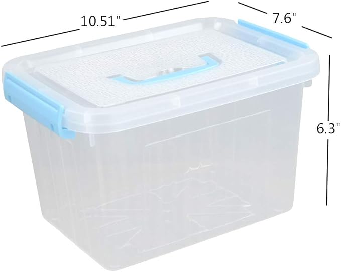 6 Packs 6 Quart Clear Storage Boxes Plastic Lidded Storage Bin