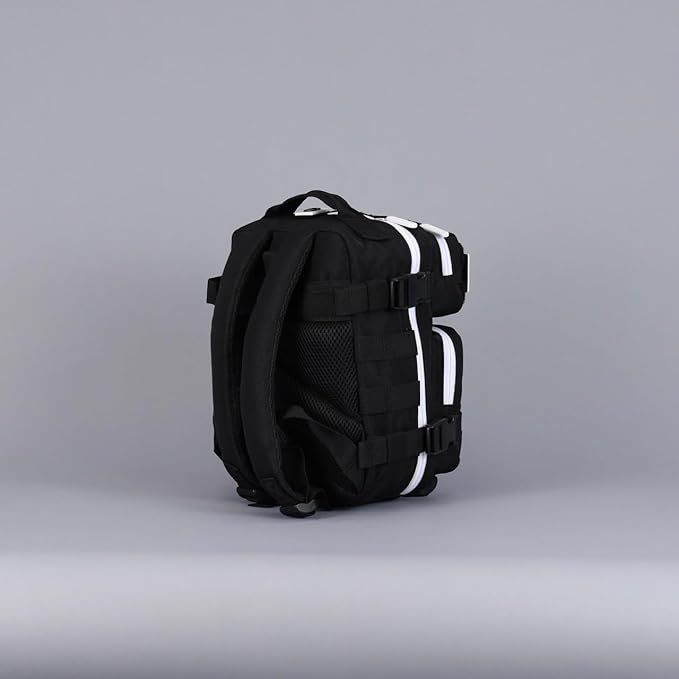 WOLFpak 9L Mini Tactical Backpack for Men &amp Women | Compact Everyday Carry Bag for Gym School Travel | Durable Water-Resistant Daypack w/Molle System &amp Patch Panel (Alpha Black White Accent