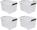 4 Packs 30 Liter Clear Large Storage Boxes Container with Lids and Wheels