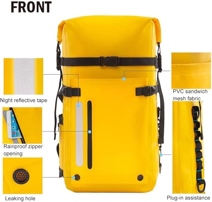 LANGWEI Waterproof Dry Bag Backpack 30L Diving Equipment Dry and Wet Separation Bag Float Roll Top Waterproof Duffel for Swim Beach Kayaking Boating Rafting