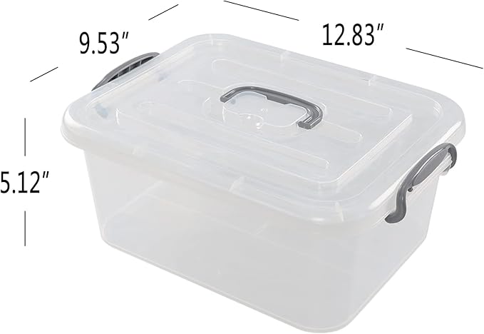 8 L Plastic Clear Storage Box 2-Pack Storage Latch Box with Lid