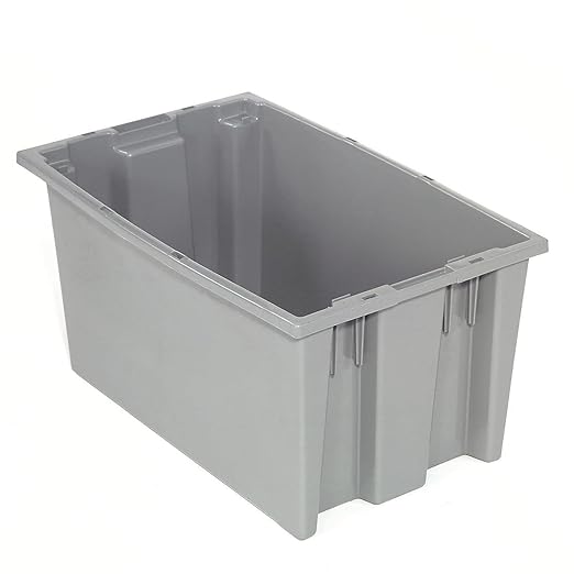 Quantum Stack And Nest Tote Box - 18X11x6 - Gray - Gray - Lot of 6
