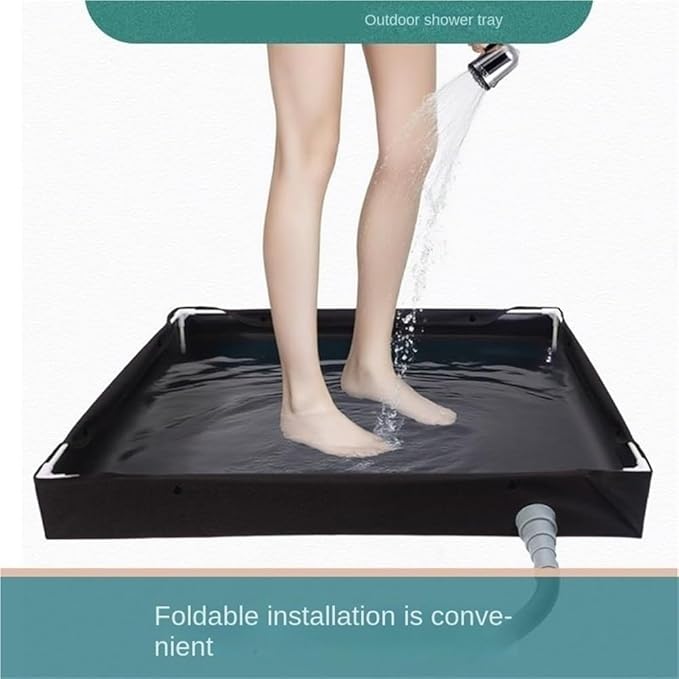 Upgraded Portable Shower Pan 31.5×31.5 Foldable Camping Shower Base &amp Floor with Detachable Drain Pipe Ideal for Camping RV Outdoor Indoor Portable Shower Stall