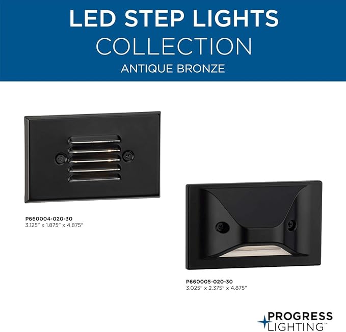 Progress Lighting P660005-020-30 4.5-Watt 3000K Integrated LED Wall or Step Light Antique Bronze