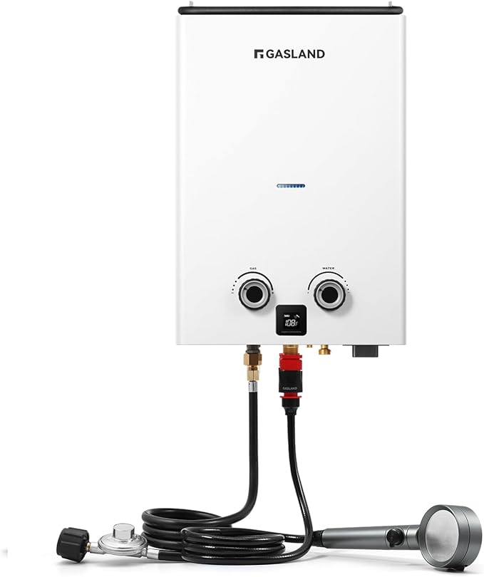 GASLAND Goshower G10 2.64GPM Outdoor Propane Tankless Water Heater Ultra Slim PortableCamping Propane Shower for Off Grid 68000 BTU
