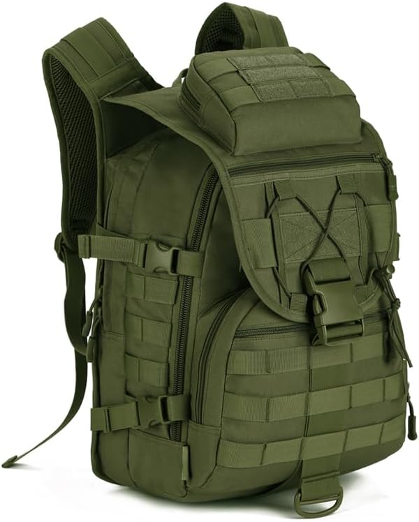 UNISTRENGH 40L Tactical Military Molle Backpack Water&ampAbrasion Resistant Outdoor Hunting Trekking Bag (Army green)