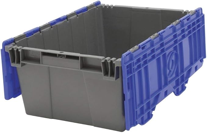 Orbis Grey Plastic FliPak Stack-N-Nest Storage Tote with Lid - 22L x 15L x 10D