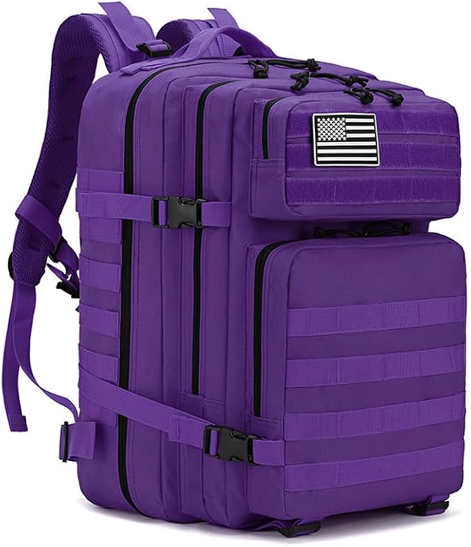 Tactical Backpack for Men Large Military Style Hiking Backpack with MOLLE System Travel Camping Bag for Trekking (purple)