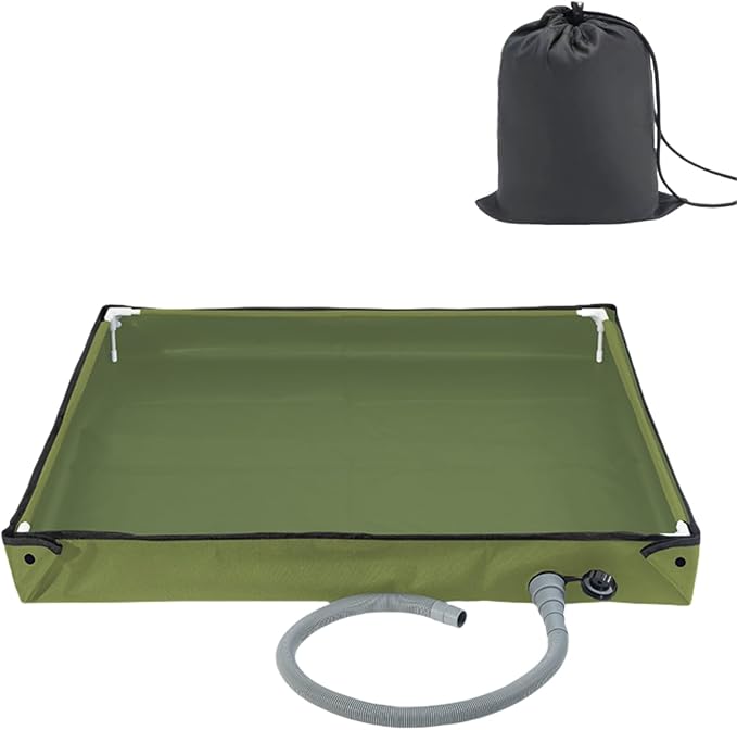 Portable Shower Pan 41 x 41 x 5 Foldable Outdoor Camping Furniture Shower Stall Base with Drain Ideal for RV Shower Tent Awning Enclosure